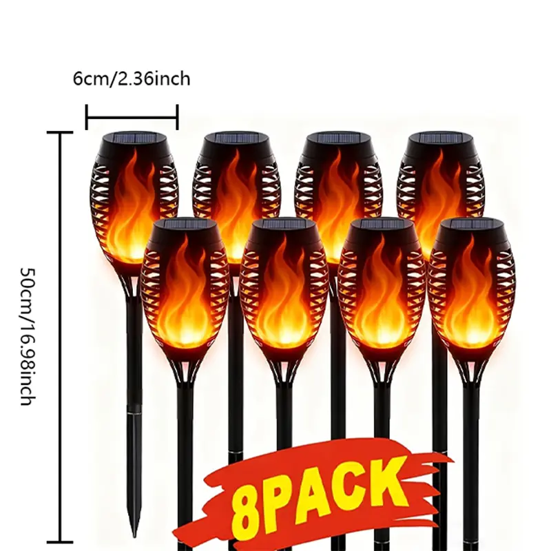 Solar Torch Lights with Flickering Flame, 12-Piece Set of Solar Landscape Lights for Pathway, Backyard, and Patio Lighting, Yard Lighting