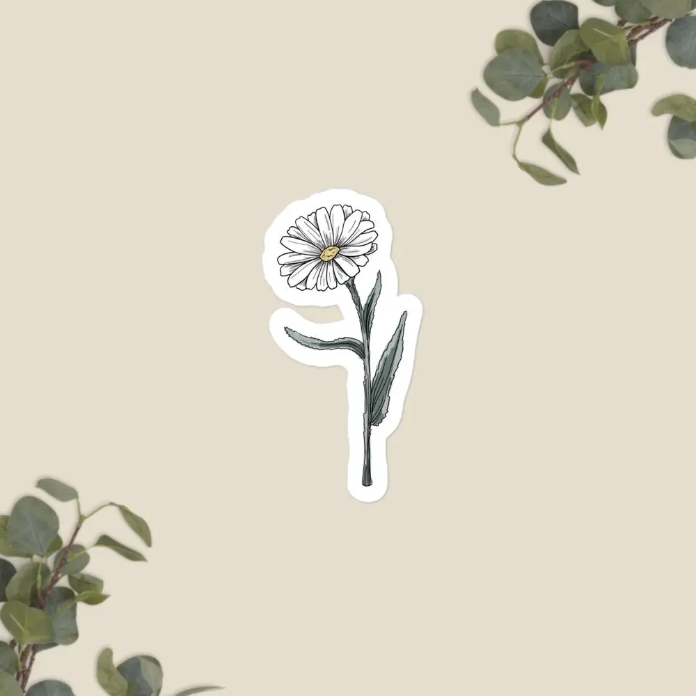 April Birth Flower Daisy Stickers, Watercolor Art Decorative Decals for Office Stationery Labeling