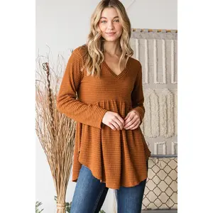 Katie Waffle Knit Long Sleeve | Camel