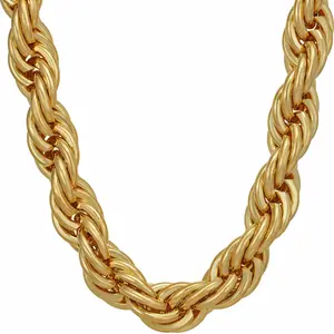LIFETIME JEWELRY 10mm Rope Chain Necklace 24k Real Gold Plated for Women and Men (18 inches, 1 - Gold Plated)