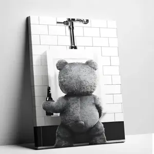 Ted Movie Poster - Teddy Bear Print - Black & White Wall Decoration for Bathroom, Restroom, Nursery, Kids Room