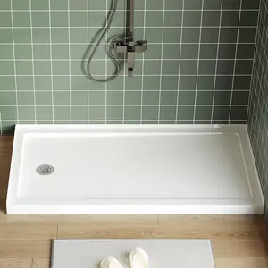 Garvee 60''x32'' Shower Base Featuring Solid Structural Support, Premium Anti-Clog and Non-Rust Drain System, Leak-Proof Pan, and Durable Non-Yellowing Surface for Long-Lasting Performance