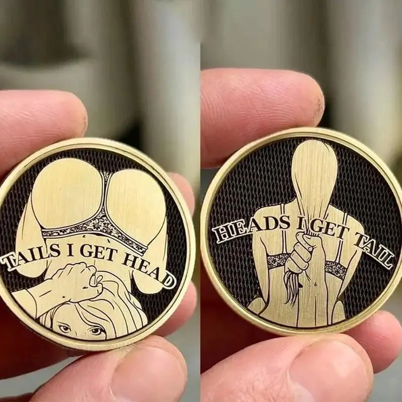 2pcs New Funny Challenge Coin Heads And Tails Coins For Birthday Party Gifts Creative Valentine's Day Christmas Gifts 2025