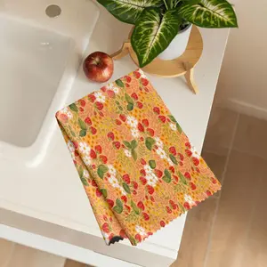 16" x 24" Reusable Polyester Kitchen Cleaning Towel Set (Pack of 3) - Absorbent, Soft, Durable, Spring Tones Print Microfiber Cloths for Hand Cleaning, Cloth
