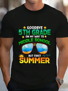 100% Cotton Goodbye 5th Grade Graduation To 6th Grade Hello Summer Kids T-Shirt Women's Men's Graphic Tee Crew Neck summer vacation Tops