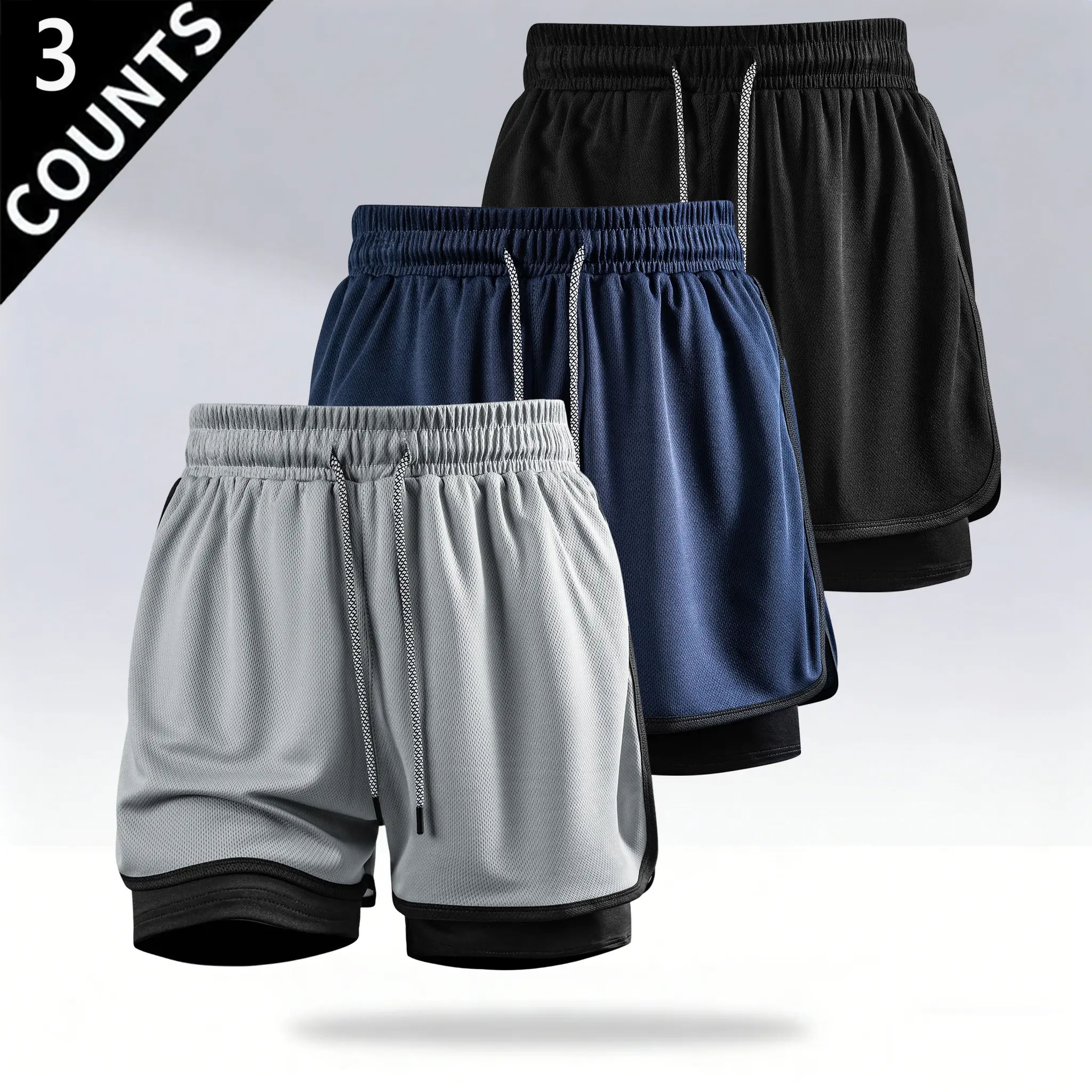 3-Pack Men’s 2-in-1 Running Shorts with Liner, Quick-Dry Breathable Mesh Athletic Workout Shorts, Lightweight Gym Basketball Shorts with Drawstring and Pockets, Summer Multi-Pack Sports Shorts for Fitness and Everyday Wear 3-Pack Men’s 2-in-1 Running Shorts with Liner, Quick-Dry Breathable Mesh Athletic Workout Shorts, Lightweight Gym Basketball Shorts with Drawstring and Pockets, Summer Multi-Pack Sports Shorts for Fitness and Everyday Wear
