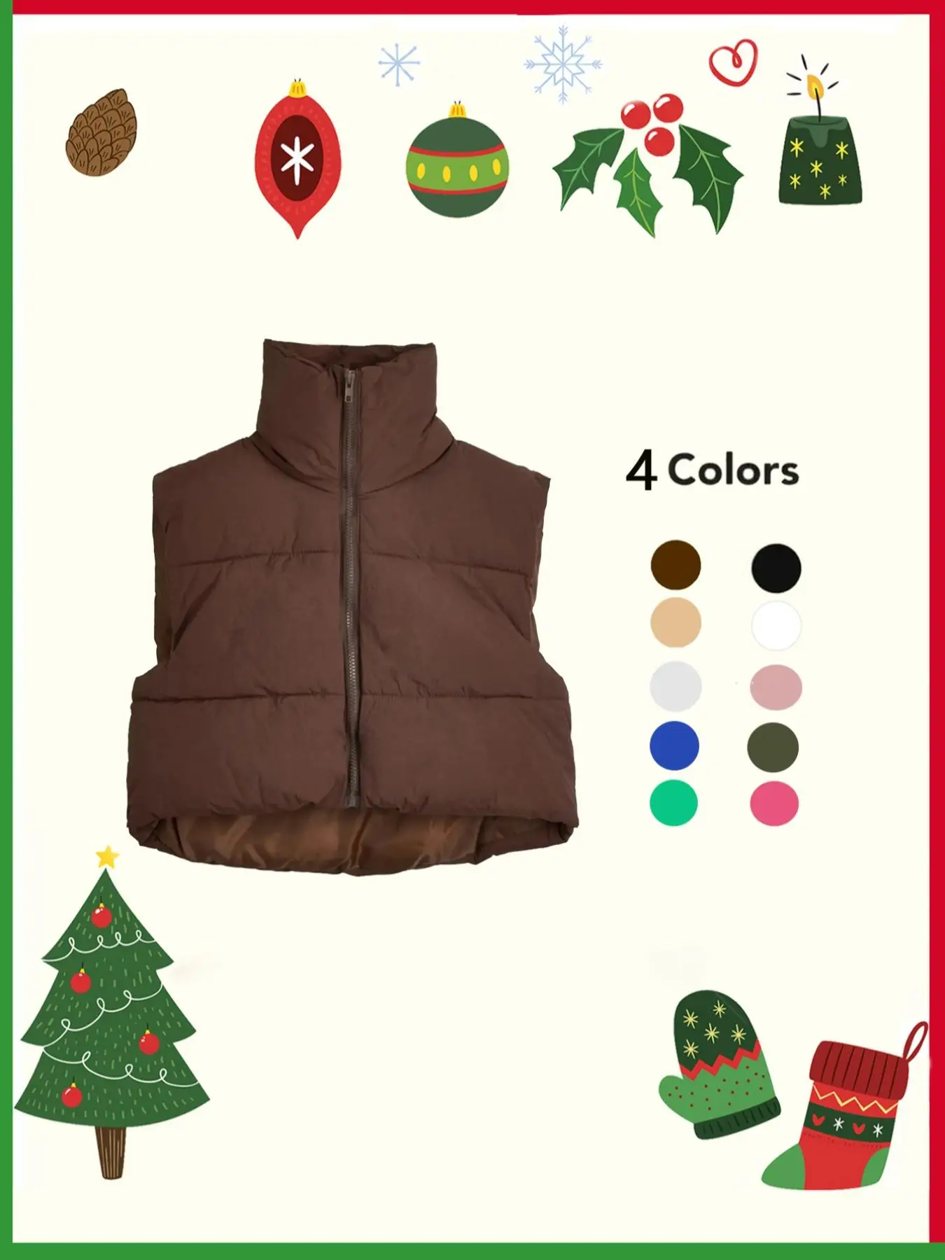 Women's Solid High Neck Puffer Vest, Casual Cozy Thermal Lined Zip Up Outerwear for Fall & Winter, Women's Tops, Ladies Multi Color Optional Winter Co