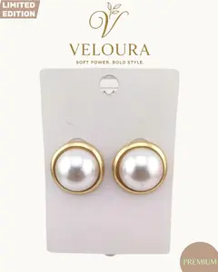 Pearl Bezel Stud Earrings