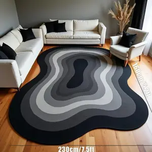 Modern Boho Style Rug, Soft Flocked Carpet for Living Room, Foldable and, Non-Slip Plush Area Rug for Home Decor