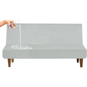Waterproof Futon Cover for Armless Sofa Bed, Leakproof and Scratch-Resistant Futon Mattress and Couch Cover Protector for Kids, Cats and Dogs, Gray