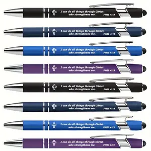 pens8-piece set — Elegant black-ink ballpoint pens with Bible verses, quotes and inspirational messages. Perfect gift for Christians, friends, family and colleagues.
