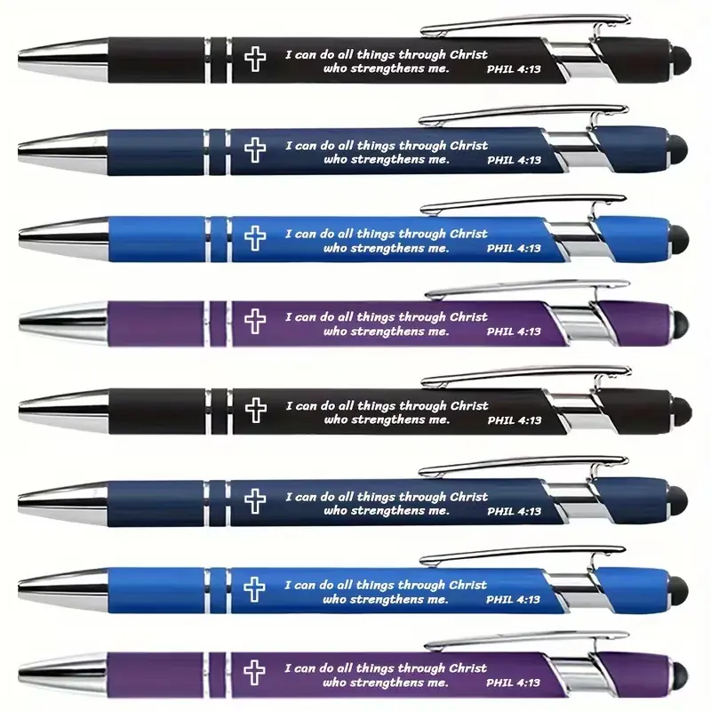 8-Piece Black-Ink Ballpoint Pen Kit, Stationery Office Supplies with Bible Verses, Inspirational/Funny Quotes, Spiritual Encouragement, Ideal Christian Gift for Friends, Writing Tools, Ballpointpen