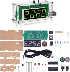 4-Digit DIY Digital  Kit with Acrylic Shell, Electronics Alarm Soldering Practice Kit for Students and DIYers, DIY Soldering Project Kit for School Learning and Home Office Use soldering soldering  kit Temperature Clock