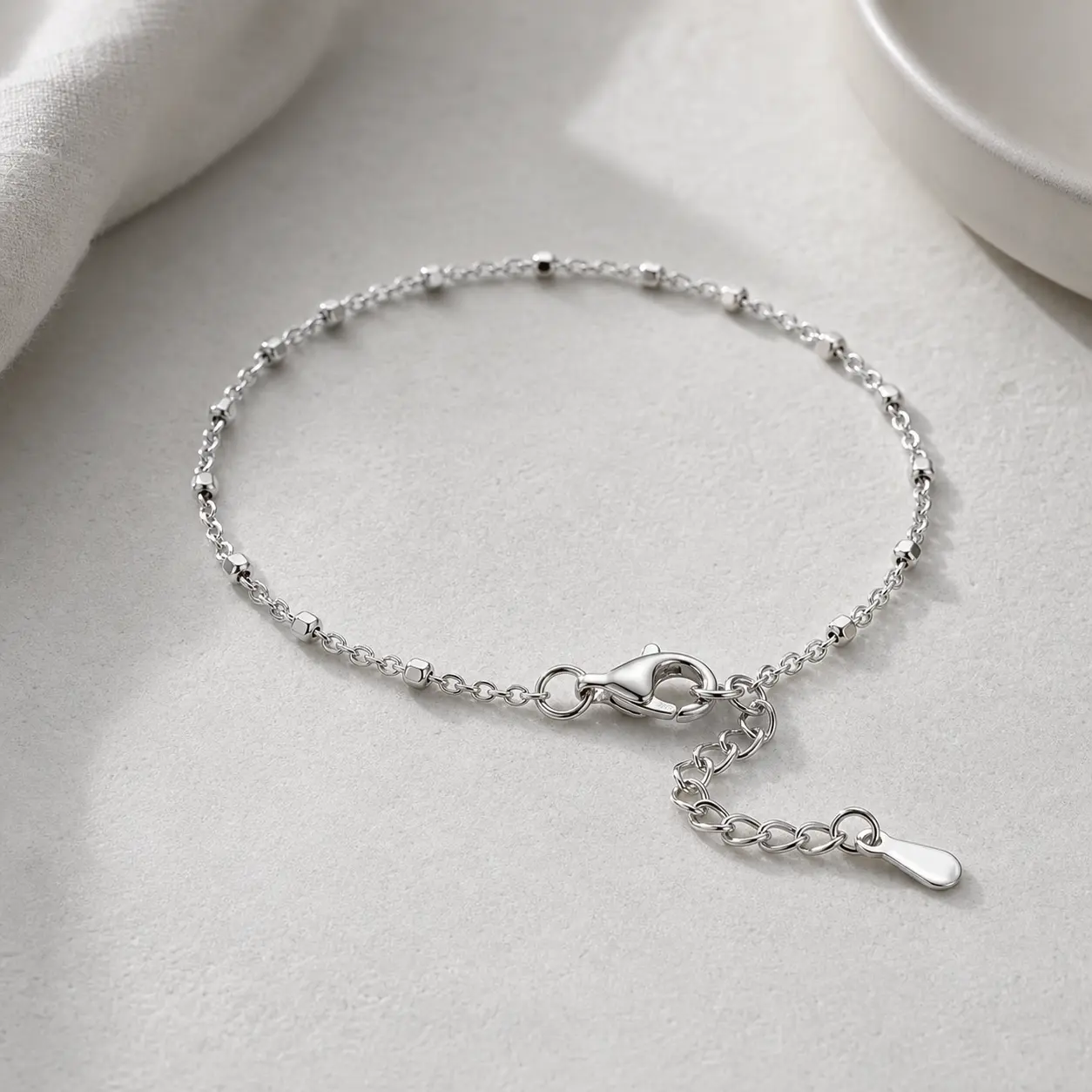 Small Square Silver Bracelet Layered Chain Simple Versatile Minimalist 925 Sterling Silver Hand Jewelry For Women Daily Commute Travel Gift