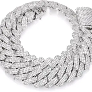 Ucciyo 25MM Solid Big Cuban Link Chain for Men Thick Iced Out 18K Gold Plated 5A+ Zircon Miami Cuban Necklace Bling Luxury Jewelry Gold/Silver