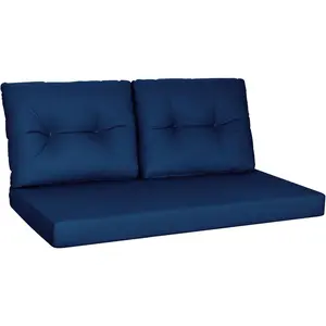 Outdoor Loveseat Cushions for Patio, 48 x 24 Waterproof Replacement Cushions, Deep Seat & Backrest Set for Patio Couch, Bench, Swing, Navy