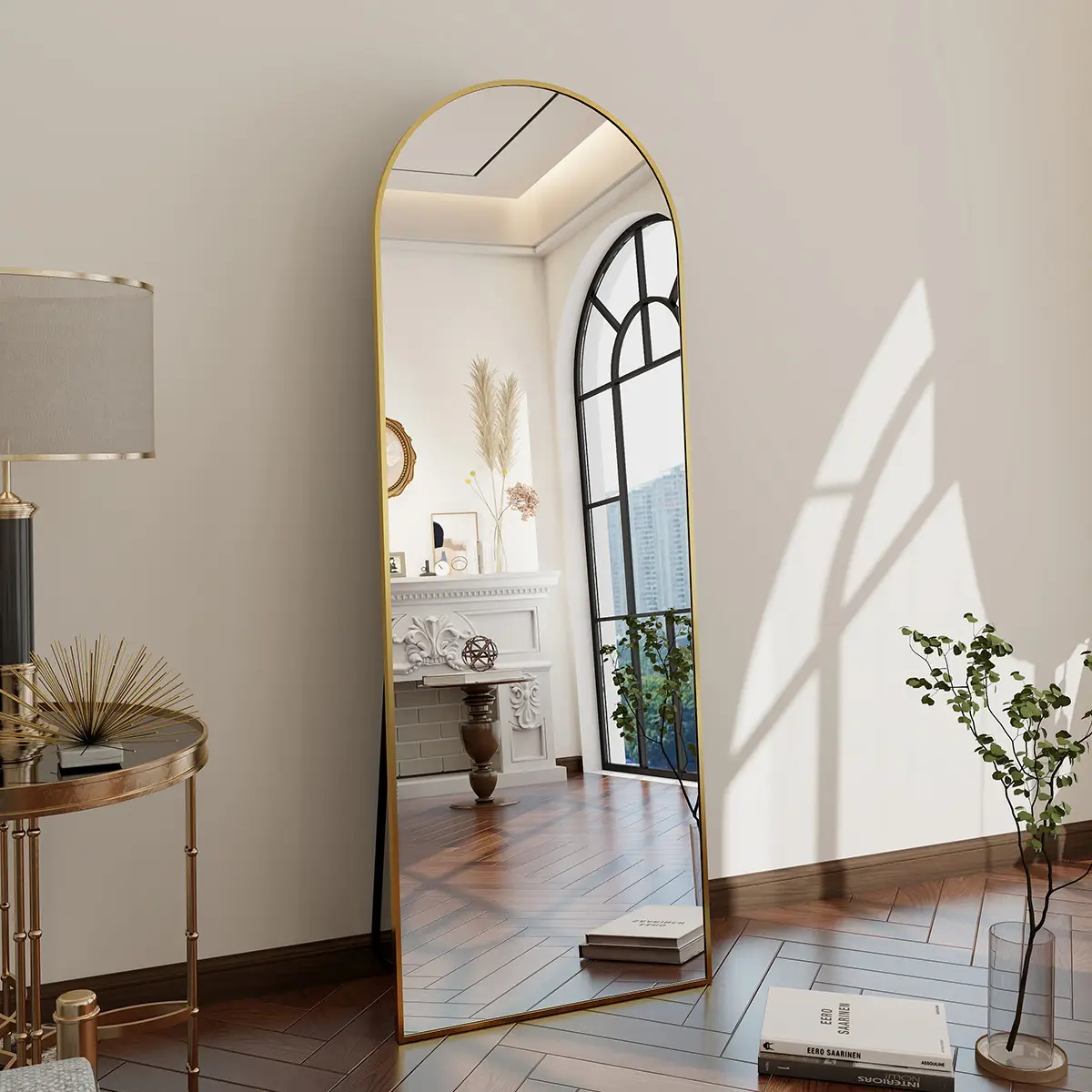 Arched 65"x24" Full Length Floor Mirror Full Body Standing Mirror Body Dressing Wall-Mounted Mirror for Living Room, Bedroom