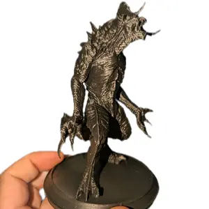 Deathclaw Statue - Unpainted Fallout-Inspired 3D Print Matte Black Standing Figure with Circular Base for Gamer Decor