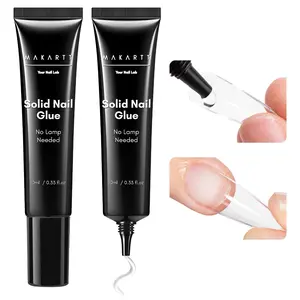 [New Upgrade] Makartt Solid Nail Gel: No Lamp Needed Nail Glue for Press On Nails Soft Acrylic Gel Nail Tips Fake Nails, Easy to Control Clear Nail Glue Gel for Nail Art DIY Home Manicure Pedicure 10ml*2