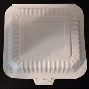 7.5 x 8" 1-Compartment Microwaveable White Mineral-Filled Plastic Hinged Take-Out Container - 150/Case