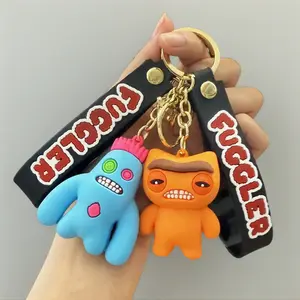 Funny Cute Toothed Monster Cartoon Keychain FUGGLER 3D Toothed Monster Pendant PVC Silicone Small Gift