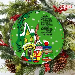 2D Flat 1pc Dr Seuss Whoville Round Aluminum Yard Sign Reusable Weatherproof Decoration for Modern Home Country Style Bar Office Wall Mens Cave Garage Easy to Hang 7.8x7.8 Inches Room Home Wall Decor