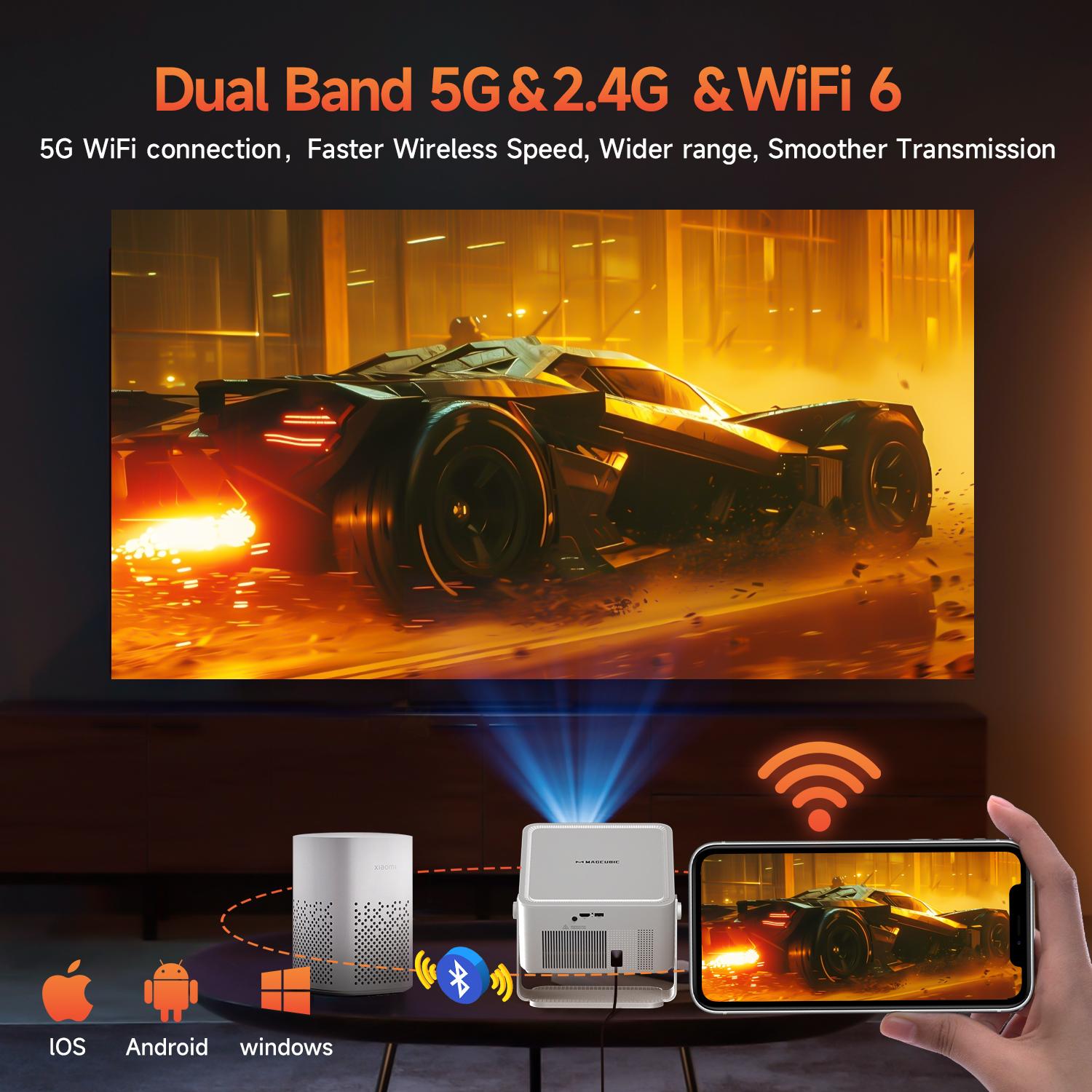 Magcubic HY450MAX 1100ANSI Projector 8K Decode Auto Focus 12W Speaker HDR10+ Android 14.0 Dual WiFi6 BT5.4 Fully Automatic Keystone 1.0:1 Throw Ratio Screen Recognize & Automatic Obstacle Avoidance Home Cinema, Movienight Magcubic HY450MAX 1100ANSI Projector 8K Decode Auto Focus 12W Speaker HDR10+ Android 14.0 Dual WiFi6 BT5.4 Fully Automatic Keystone 1.0:1 Throw Ratio Screen Recognize & Automatic Obstacle Avoidance Home Cinema, Movienight