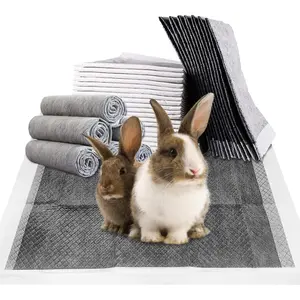 Rabbit Pee Pads, 13" x 18" 100 PCS Disposable Bunny Pads Charcoal Leak-Proof Super Absorbent Potty Training Pad with Quick-Dry Surface for Dogs Puppies Cats Kittens or Small Pets