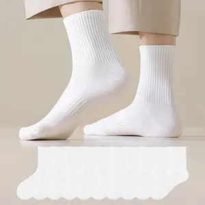of solid color cotton socks for men and women, comfortable and breathable long socks, suitable for daily wear and sports running basketball socks