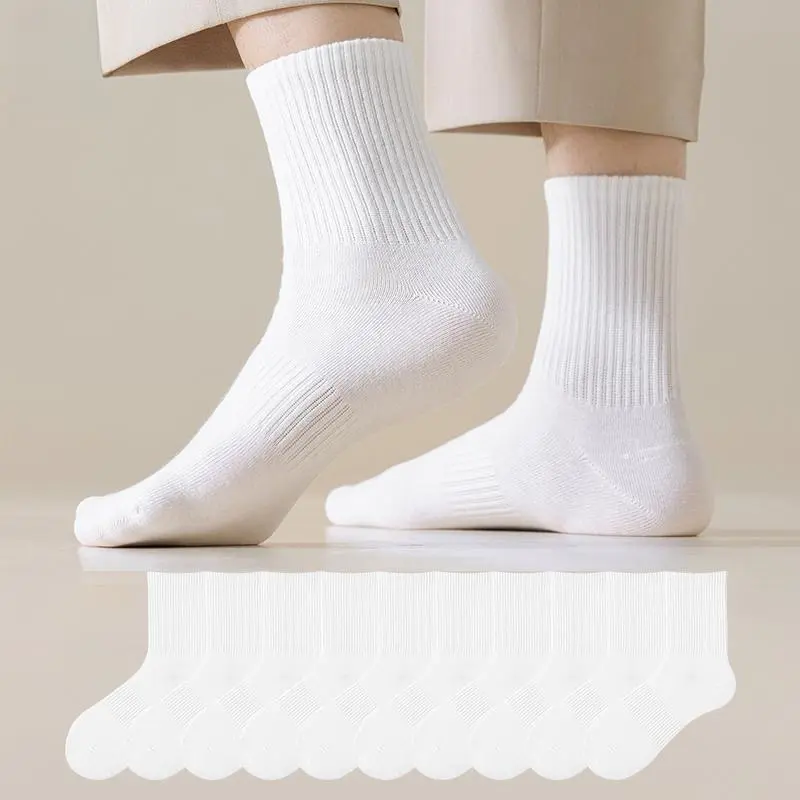 of solid color cotton socks for men and women, comfortable and breathable long socks, suitable for daily wear and sports running basketball socks