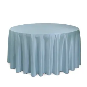 120 inch L'amour Satin Round Tablecloth Dusty Blue