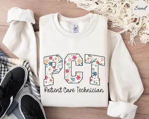 Floral PCT Nurse Sweatshirt, Flower PCT Nurse Shirt, PCT Nurse Gift, Patient Care Technician Crewneck, Nurse Appreciation Sweater