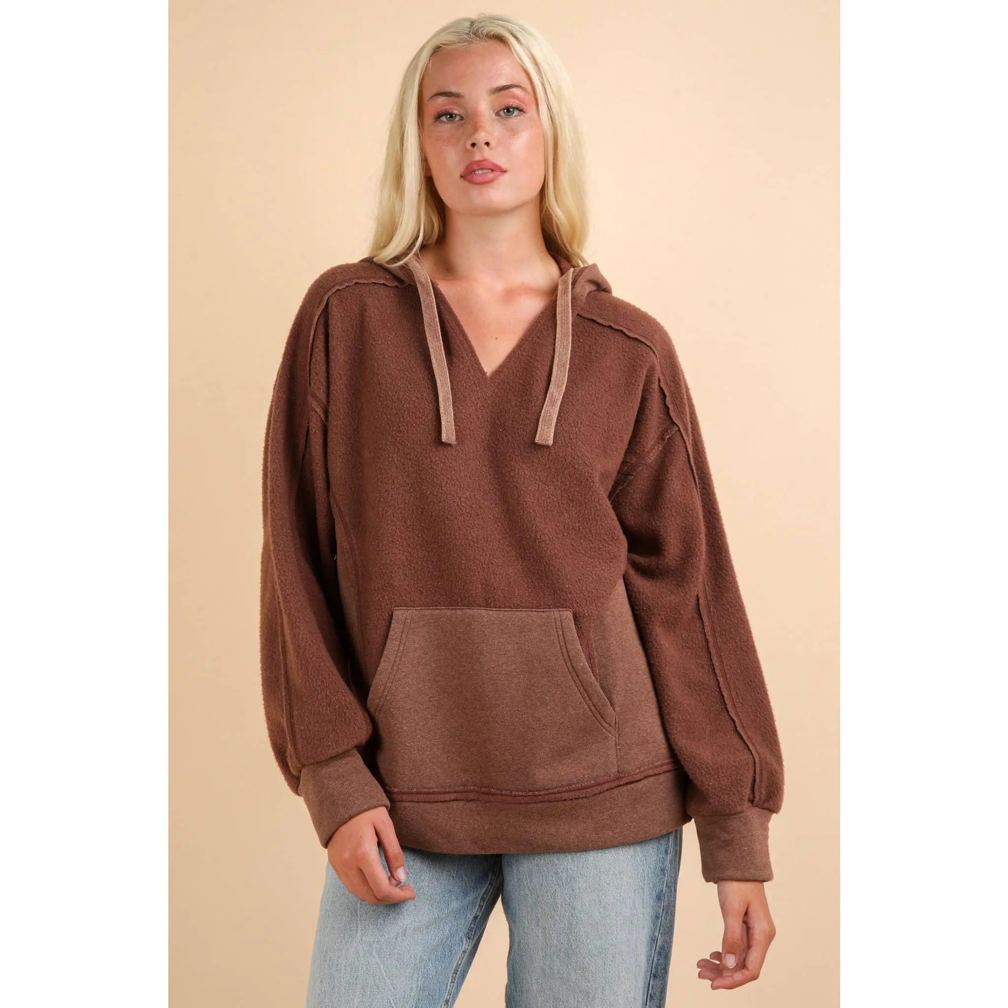 Chocolate Mineral Washed Hoodie Top