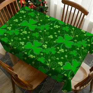 1 pc St Patrick's Day Clover Tablecloth, Perfect for Picnics, Camping, Weddings, Birthdays, Restaurants, Self-Serve Buffets