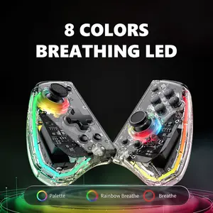 LinYuvo Transparent  Wireless Switch/OLED Controller, Multi-Color Light Ring, Six-Axis Gyroscope, Turbo Function, Dual Motor Vibration Adjustment. playstation  controller&Christmas
