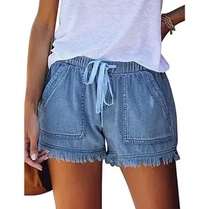 Women's Cotton Linen Shorts Soft Elastic Waist with Drawstring, Casual Baggy Summer Shorts Lightweight, Comfy Trendy for Everyday Wear