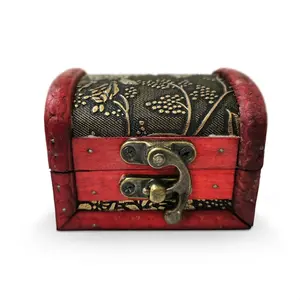 Mini Wooden Treasure Chest Box – Vintage 3.15" Decorative Box with Lid & Hasp for Gifts, DIY Crafts, Jewelry Storage & Aquarium Decor