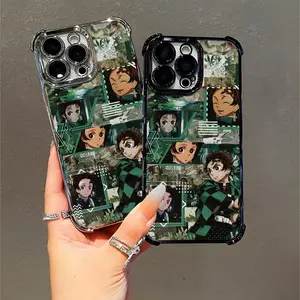 Demon Slayer Tanjiro Kamado Green Collage Anime Fan Phone Case for Teens & Young Adults Compatible with iPhone 11/12/13/14/15/16 (Pro Max/Plus)