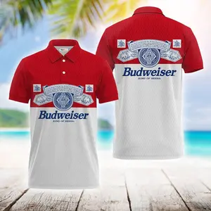 Budweiser King Of Beer Polo Shirt, Short Sleeve Polo Shirt, Golf Shirt, Casual Polo Tee, Classic Shirt for Men, Sport & Casual Wear