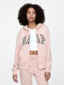 Relaxed Gap Logo Zip Hoodie, Misty Pink Rose, Women