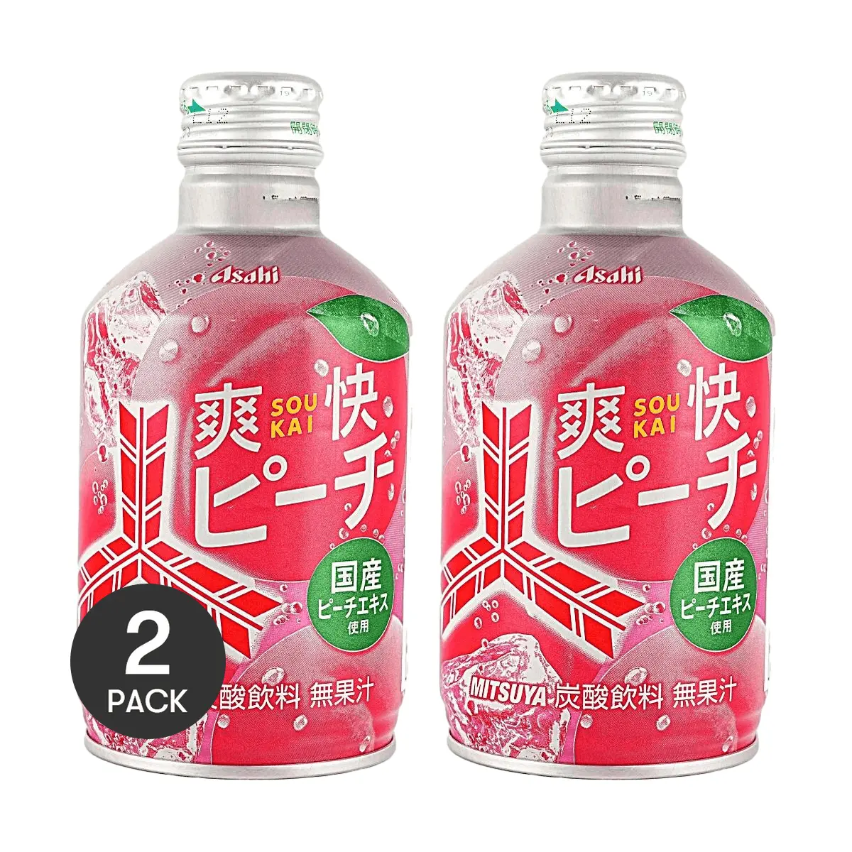2 Pack ASAHI Japan Mitsuya Cider White Peach Flavor Soda Drink 300ml