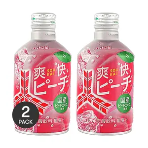 2 Pack ASAHI Japan Mitsuya Cider White Peach Flavor Soda Drink 300ml