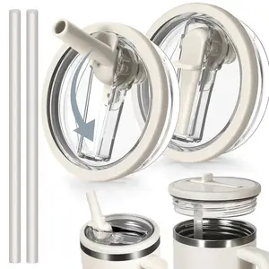 2 Leak-Proof Lids with Integrated Straw, Durable PC Material for 40 Oz Sports Water Bottle, Perfect for Outdoor Activities and Accessories