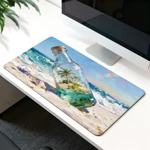 LIVEKEY Large Gaming Mousepad (31.5x15.75in/80x40cm) - Oversized Extended Gaming-Style Mouse Pads Desk Mat with Non-Slip Base, Reinforced Edges, Comfortable Surface, Vibrant Neon City Art of Cat & Bunny