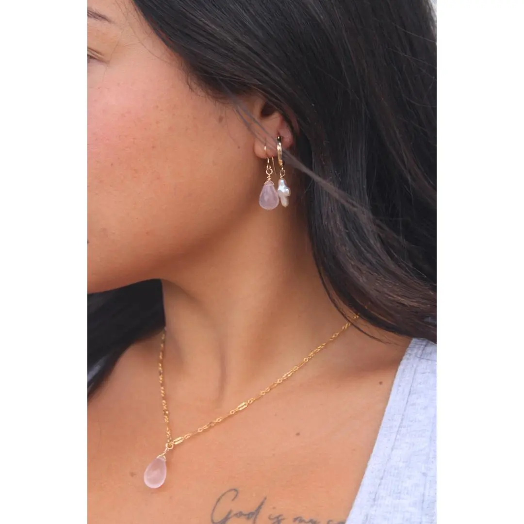Rose quartz earrings
