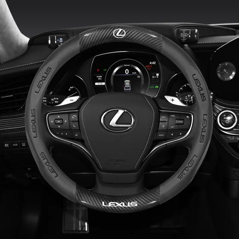 Carbon fiber Microfiber Car Steering Wheel Cove For Lexus RX GX460 GX IS250 RX400h UX250h RX350 LX570 LX600 LX470 GX470 IS250 Ct200h ES300h Steering Wheel Covers Car Accessories