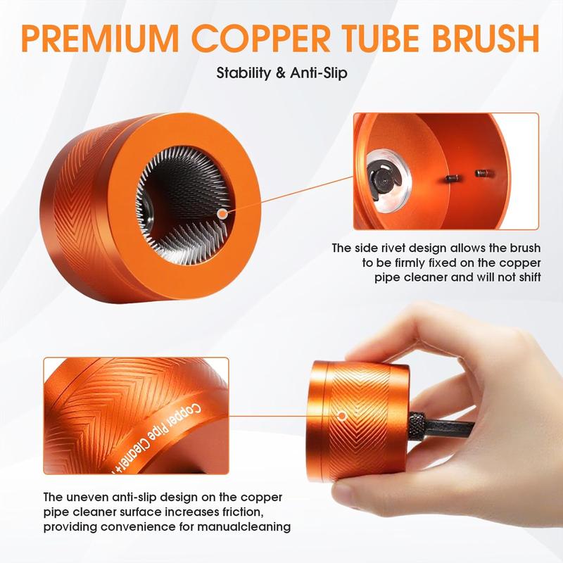 1/2" and 3/4" Copper Pipe Cleaner,Pipe Cleaner Tool with 1/4 Hex Shank,Tube Brush for with 2Pcs Replaceable Brushes,for Rust,Stains,on Copper Pipes