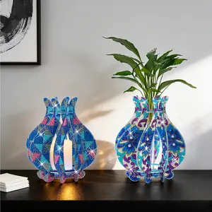 Decorative Diamond Painting Candle Holder, 7×6.3 Inches，Various Patterns Including Sunflower, Black Gold and Polka Dot，Multi-Functional  Ornament for Home, Party and Festival Decoration，Great Gift Choice for Mother’s Day, Anniversaries and Daily Surprises