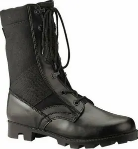 Black Leather Speedlace Military Style Uniform Jungle Boots