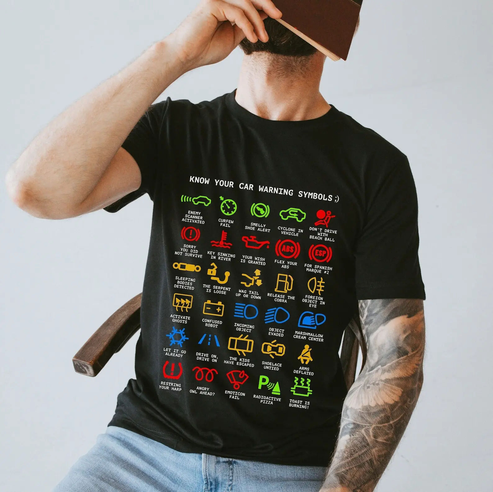 Funny Car Warning Signs Graphic Tee - Unisex Auto Mechanic T-Shirt Streetwear Casual Breathable